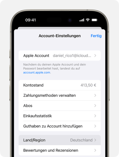 iphone app store Land oder Region ändern
