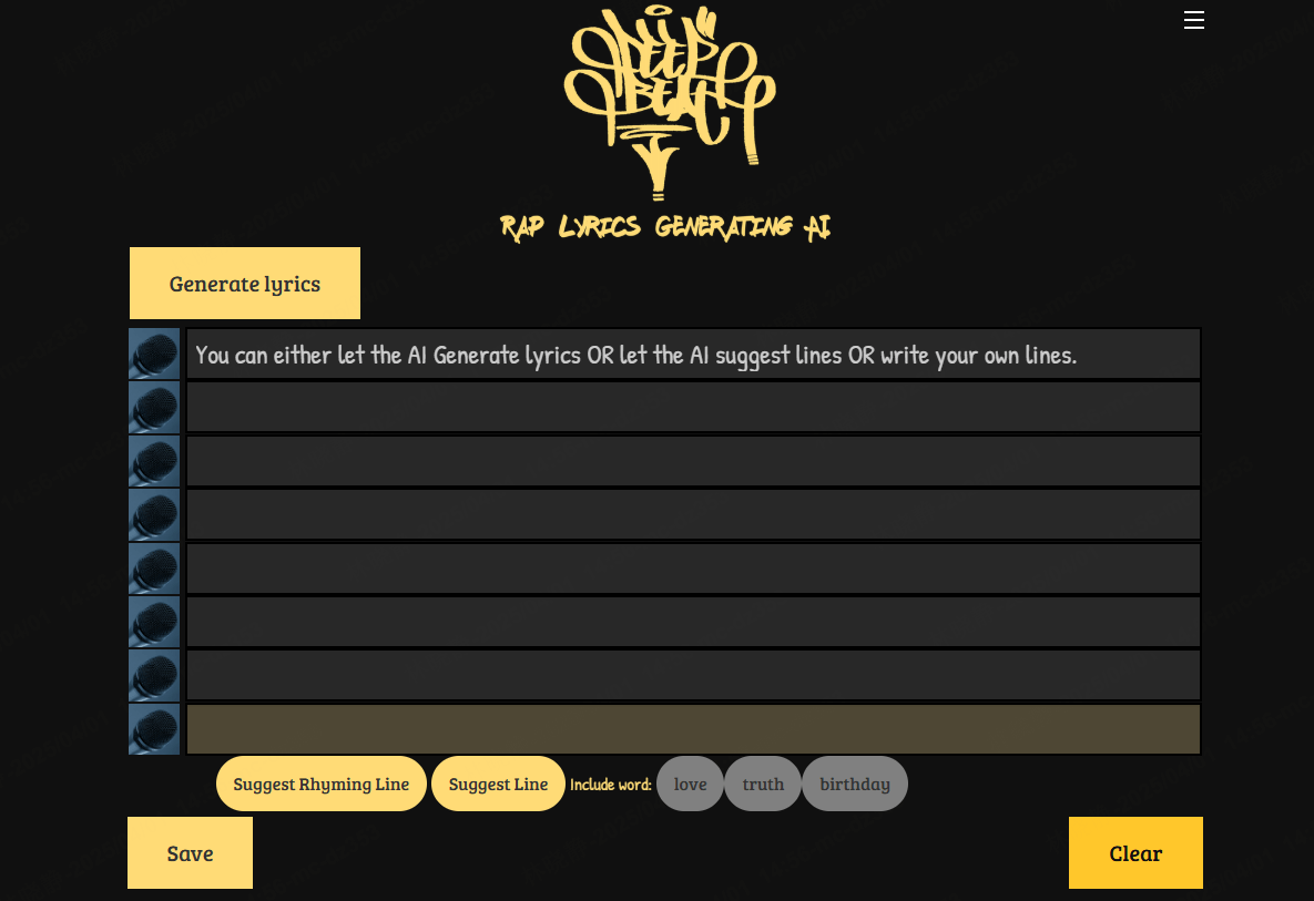 deepbeat Online-Generator für Rap-Texte