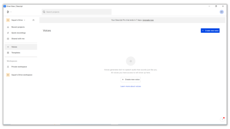 descript ai meine eigene Stimme klonen