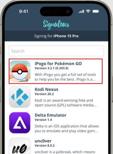 herunterladen und installieren ipogo mit signulous
