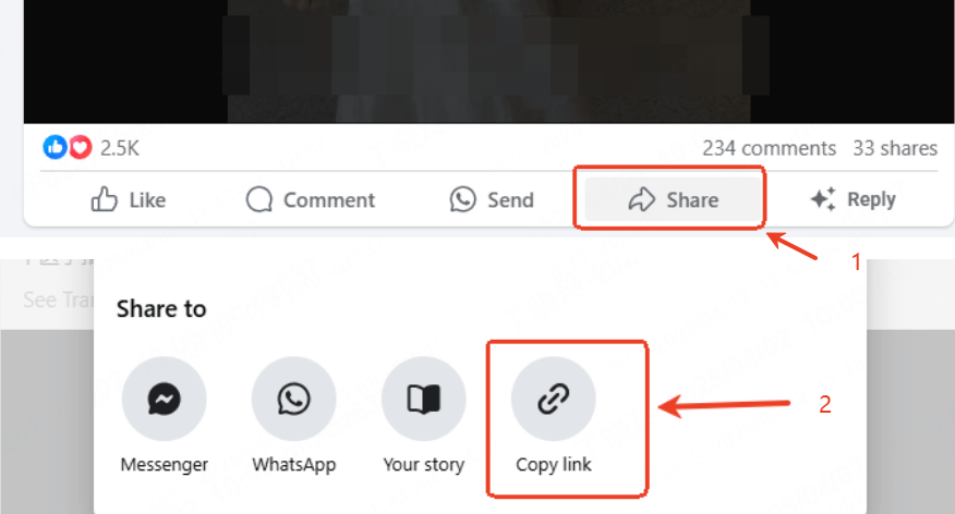 Copiar enlace de Facebook