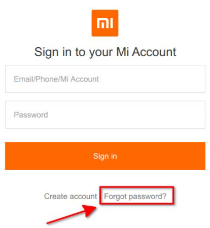 forgot password xiaomi