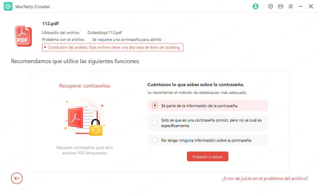 Recuperar Contraseña de PDF en wootechy icrowbar
