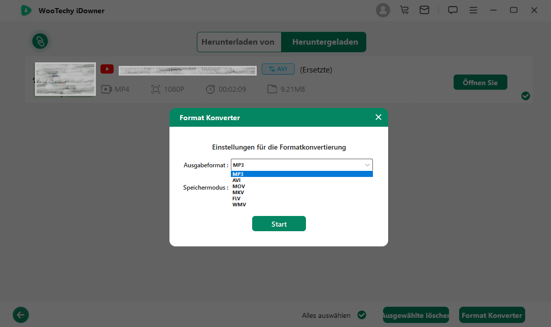 WooTechy iDowner YouTube musik erfolgreich heruntergeladen