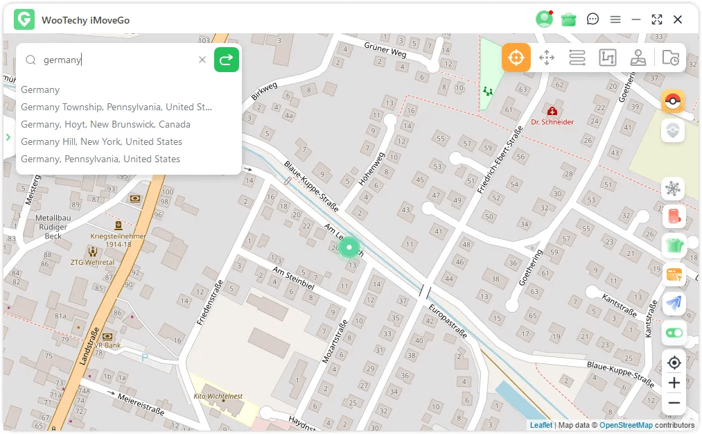 imovego-Teleport-Modus auswählen