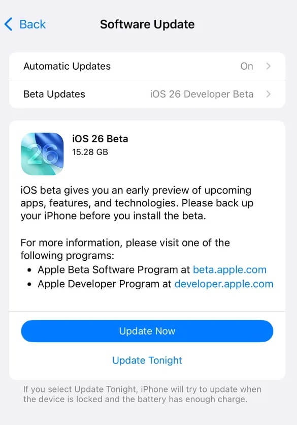 ios 26 Beta installieren
