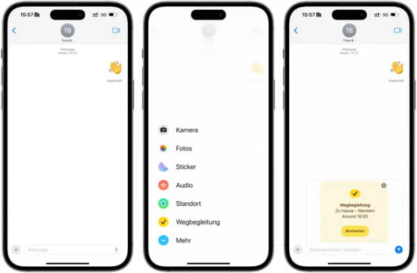 Standort in die Wegbegleitung teilen