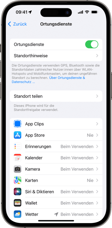iphone Ortungsdienste