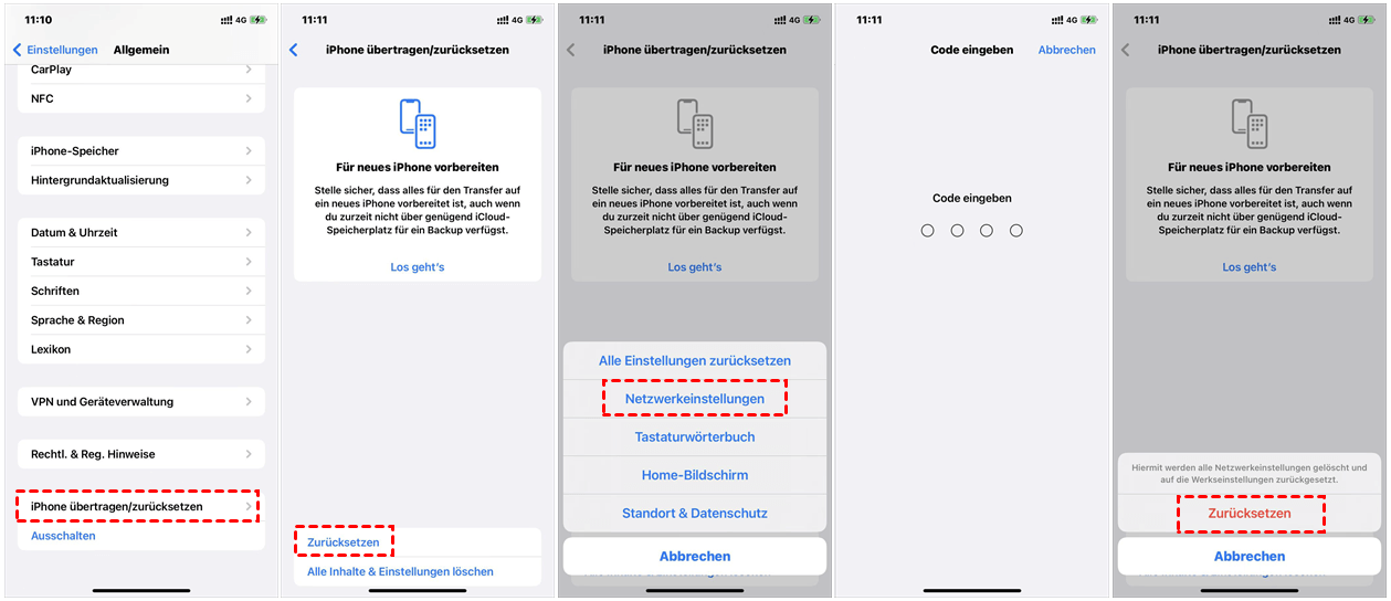 iphone Netzwerkeinstellungen zurücksetzen
