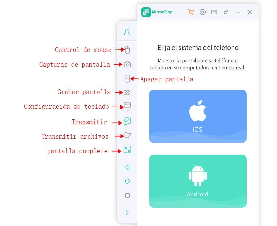 características de duplicación de pantalla WooTechy MirrorDisp