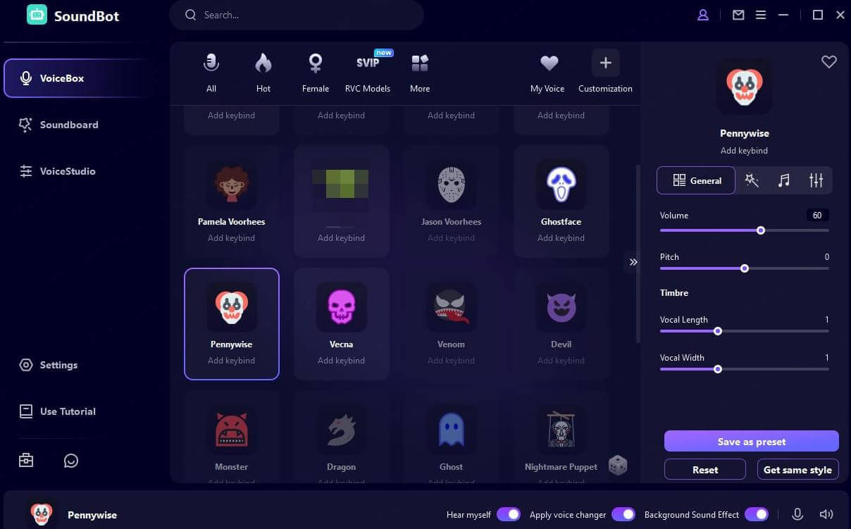 soundbot setting