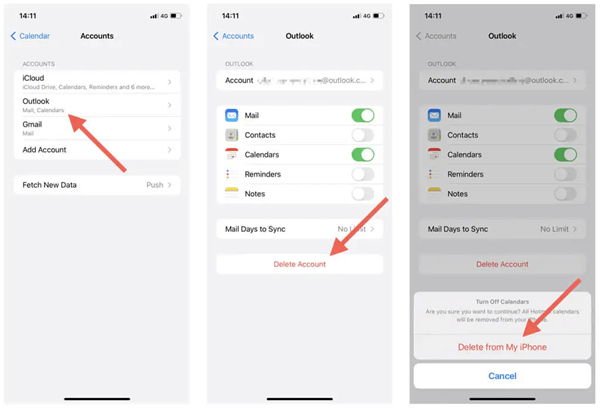 readd outlook account on iphone