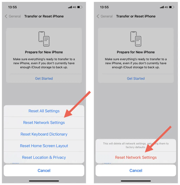 reset network settings to sync outlook