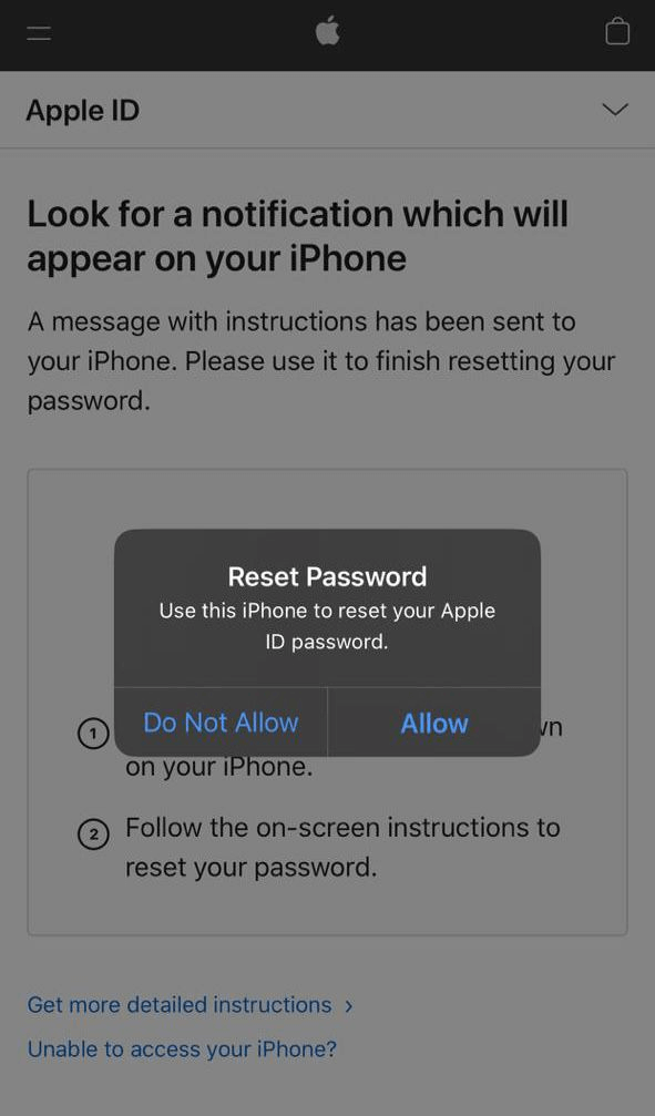 reset password pop up