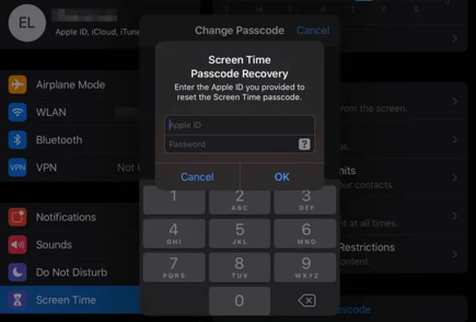 reset screen time passcode with apple id