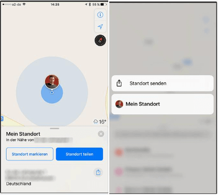Live-Standort teilen über Karten-App