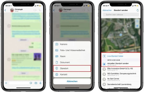 Live-Standort teilen über WhatsApp