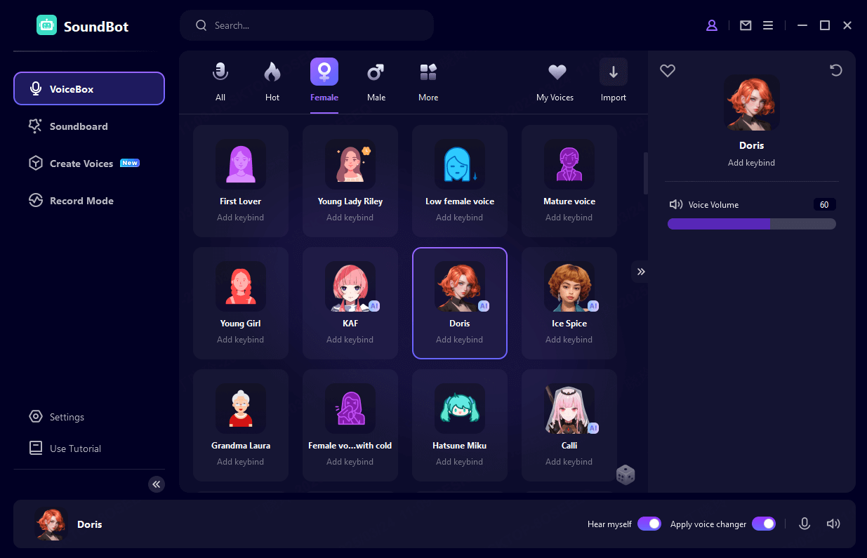 girl voice in WooTechy SoundBot