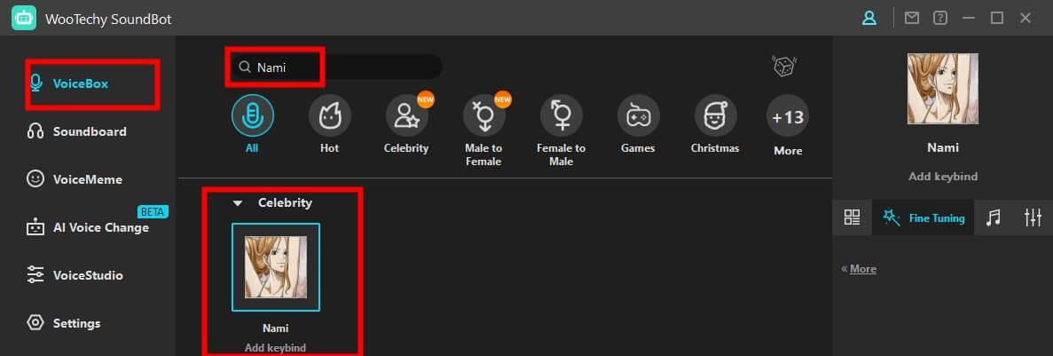 generate Nami Voice with wootechy soundbot