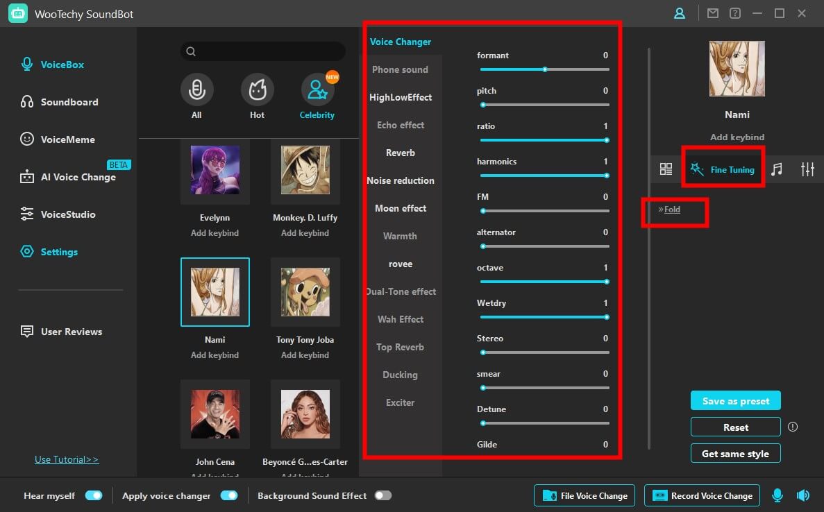 fine tune Nami Voice with wootechy soundbot