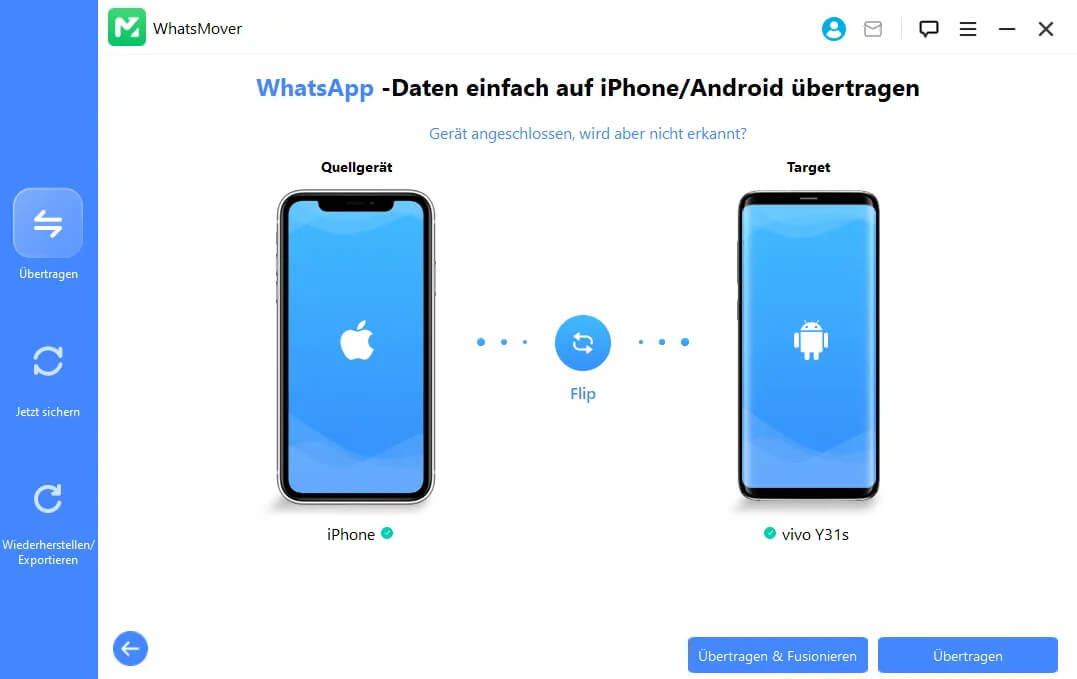mit der Übertragung von WhatsApp-Daten mit Whatsmover beginnen