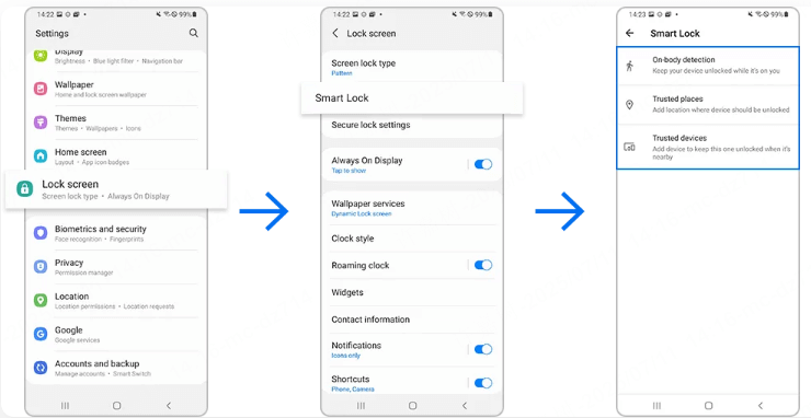 삼성에 Smart Lock 확인