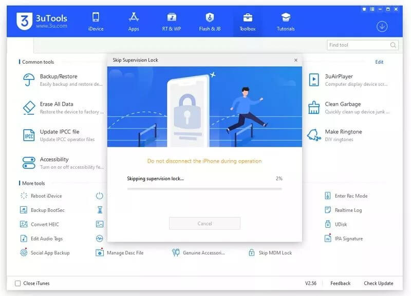 usa 3utools herramienta gratuita de eliminación de mdm