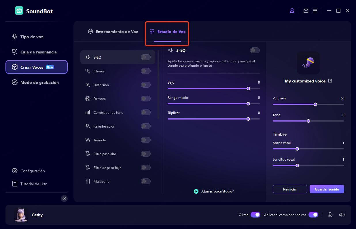 ajustar el efecto de voz en soundbot