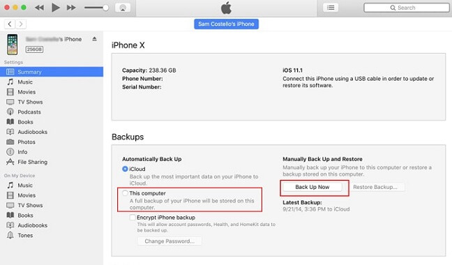 Copia de seguridad con iTunes