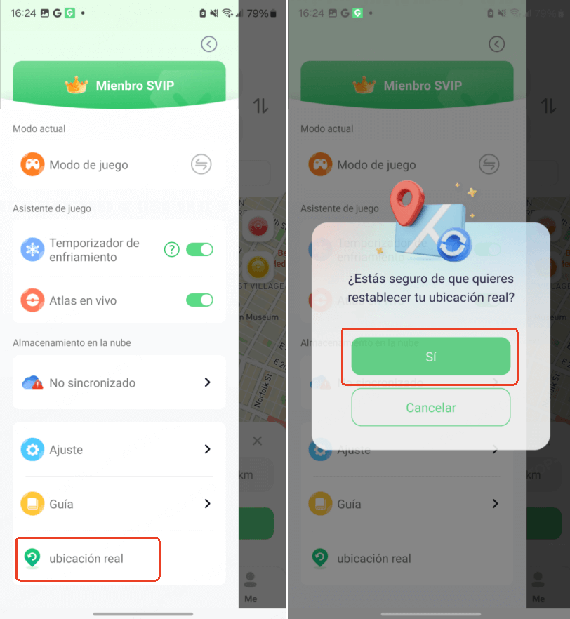 Restablecer Ubicación Real