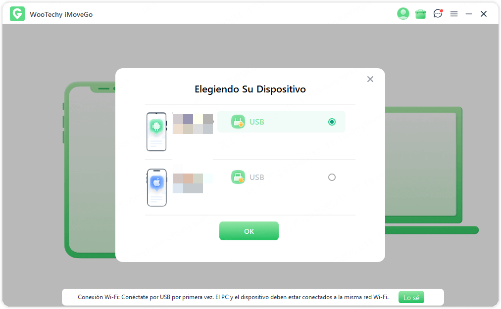 Confirmar la detección del dispositivo