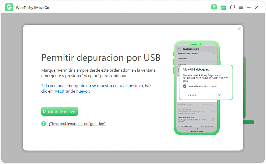 Permitir depuración USB