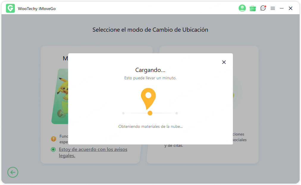 cargar la simulación de ubicación