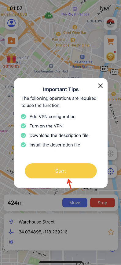 start modifying your location