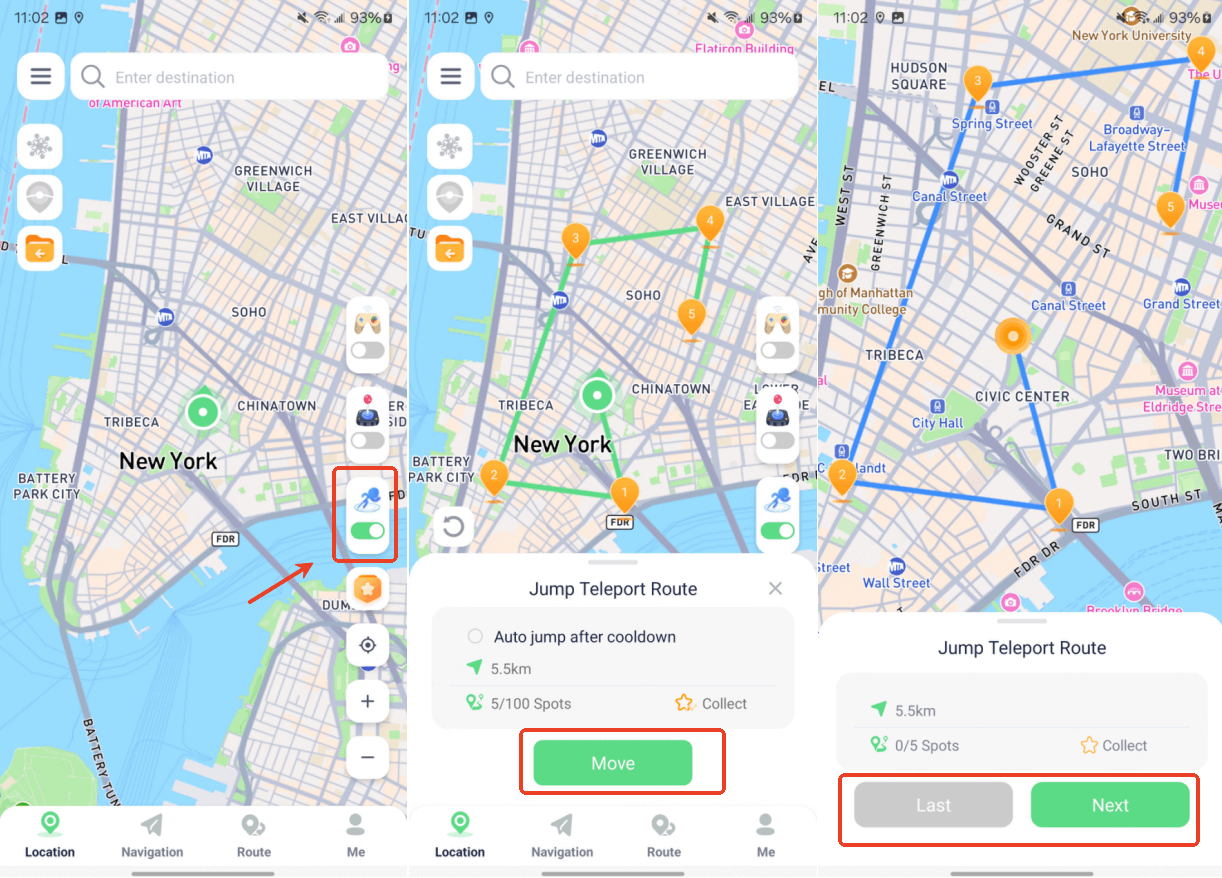 Simulate GPS Movement with Jump Teleport Route