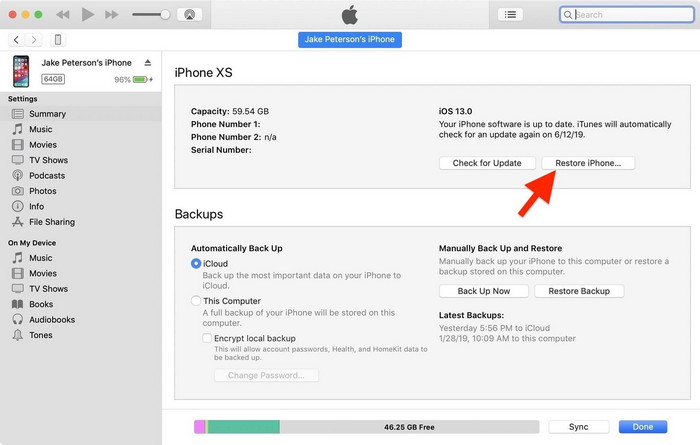 restore iphone