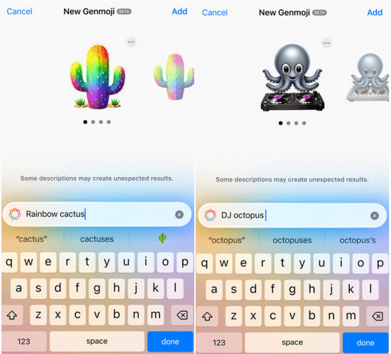 Genmoji en iOS 26 beta