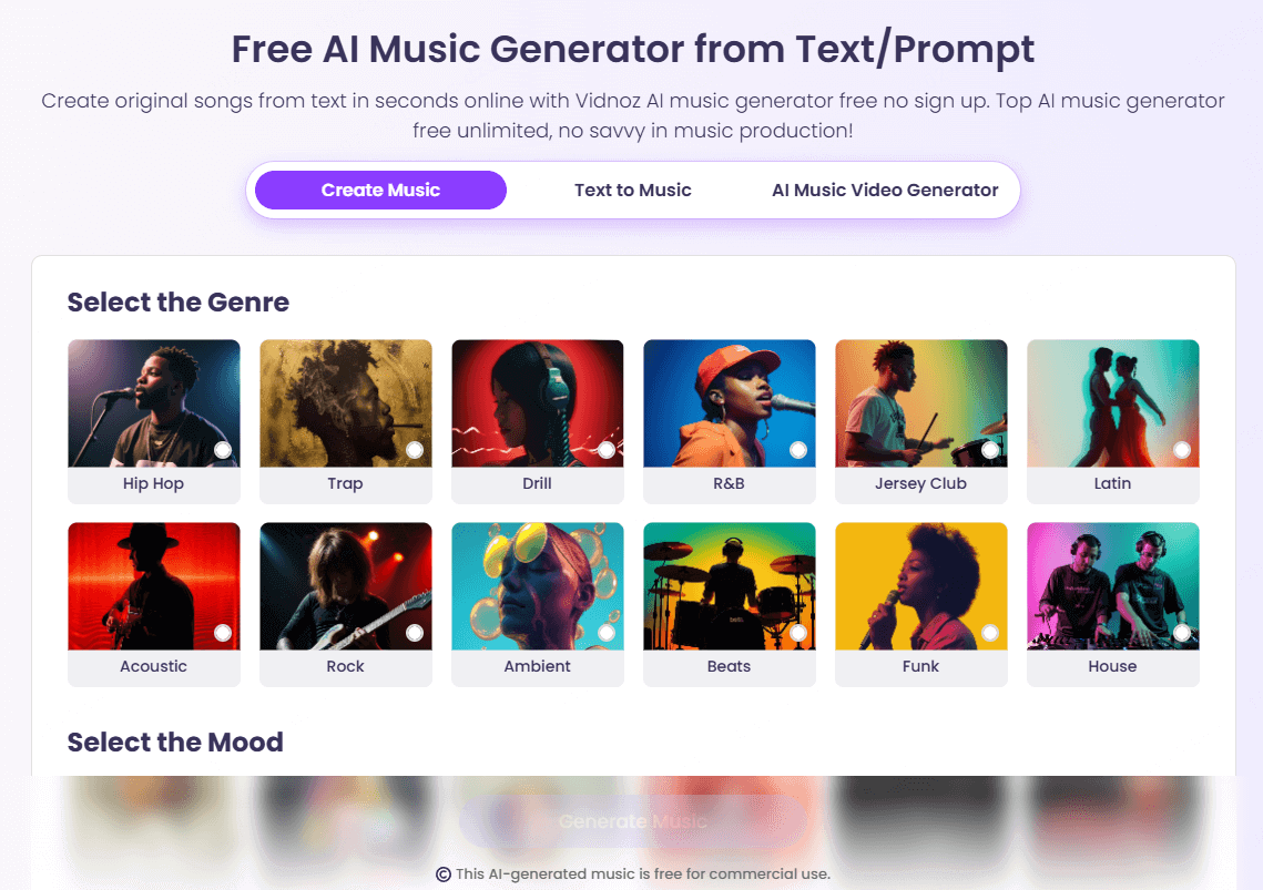 Vidnoz AI Music Generator