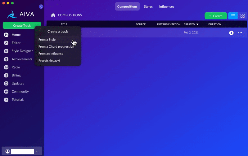 create music with aiva ai music generator