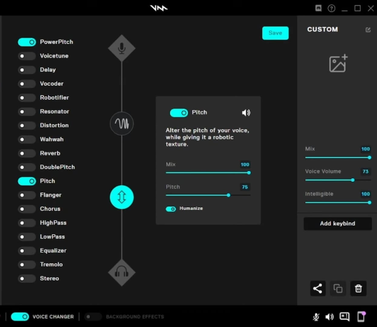 Effet de voix personnalisé de voicemod