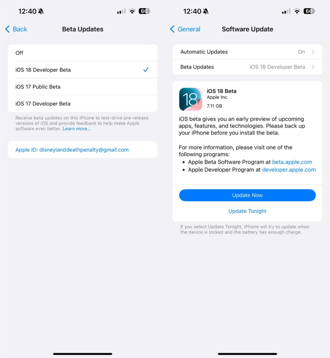 télécharger le profil bêta développeur ios