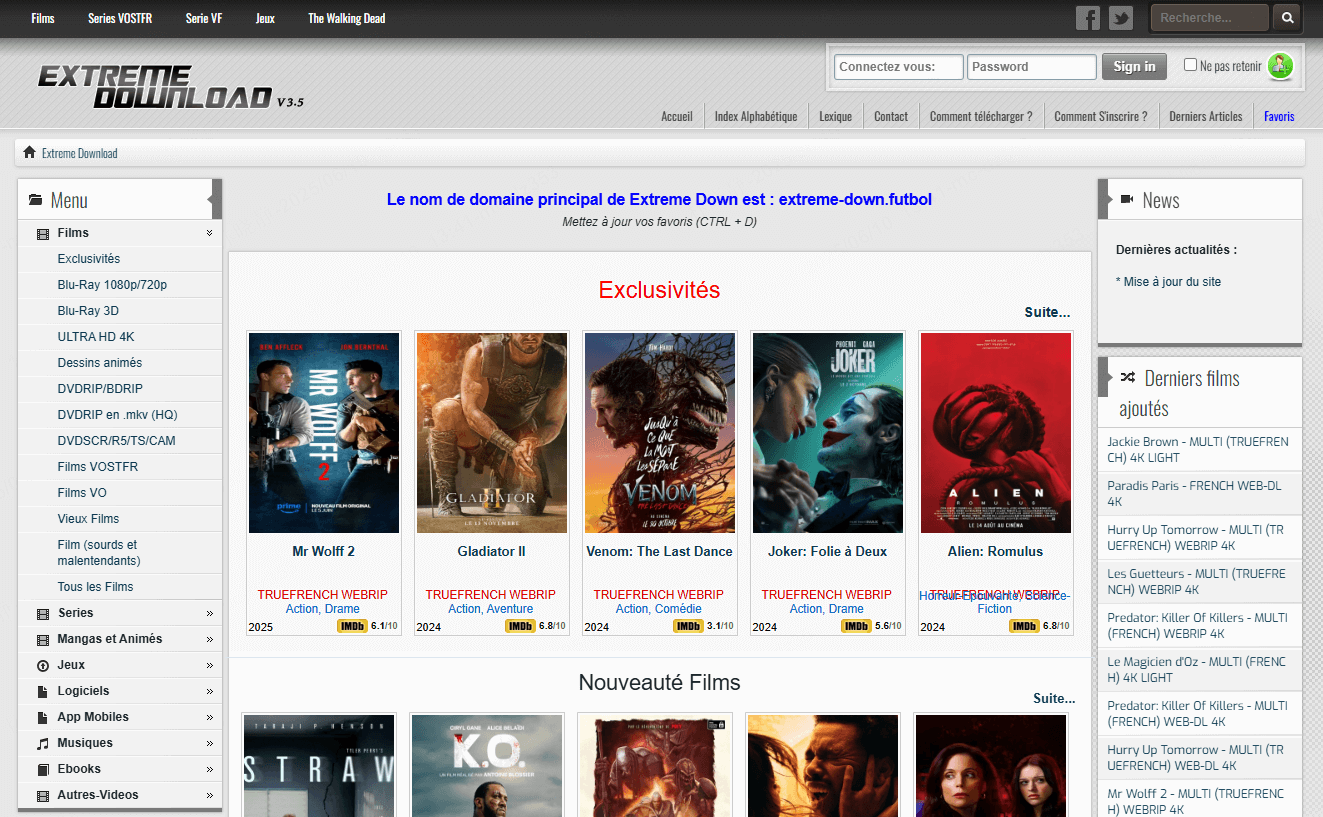 extreme download sites pour télécharger des films et séries
