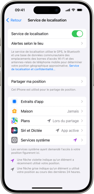 iphone services de localisation