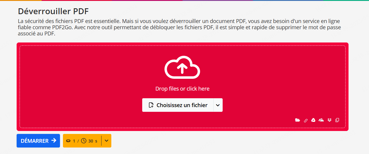 pdf2go pour déverrouiller PDF en ligne