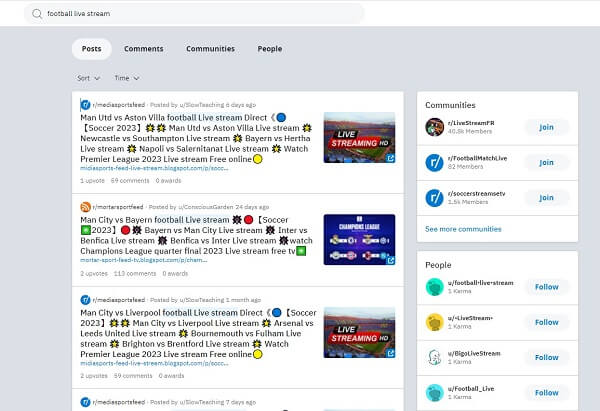 utiliser Reddit pour visionner le football en streaming