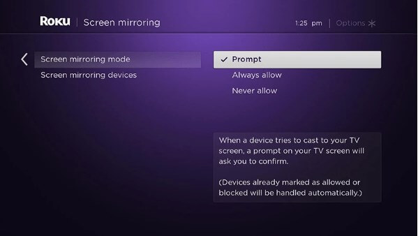 Afficher le Screen Mirroring en plein écran sur Roku TV