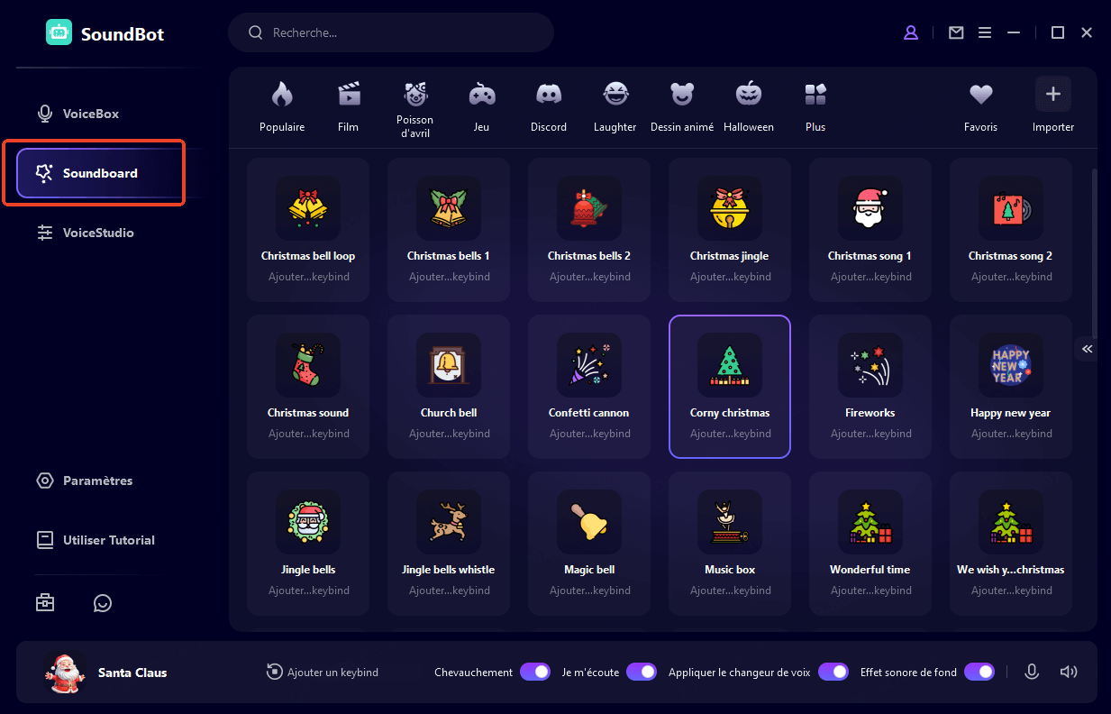 Effets sonores de Noël dans wootechy soundbot