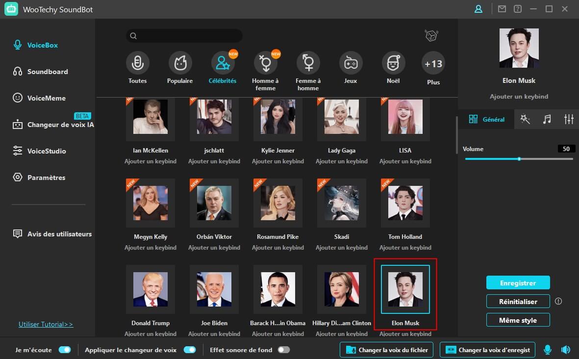 Voix d'Elon Musk dans le soundbot wootechy