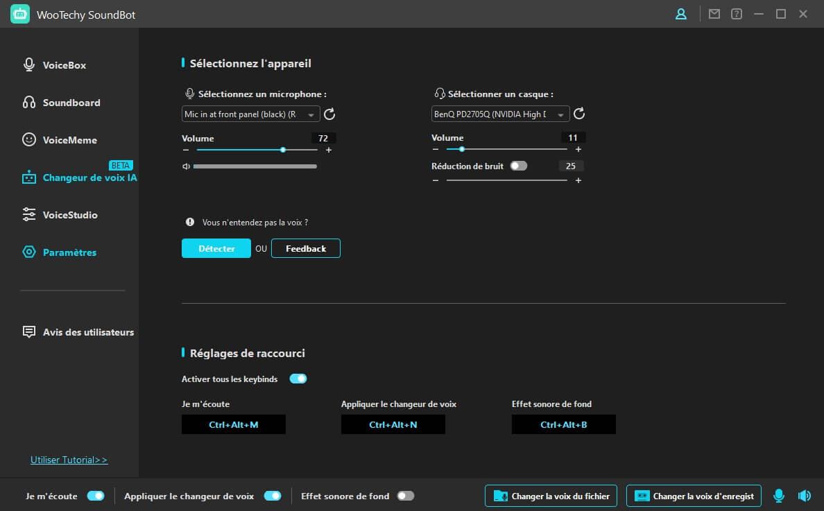 Paramètres de SoundBot