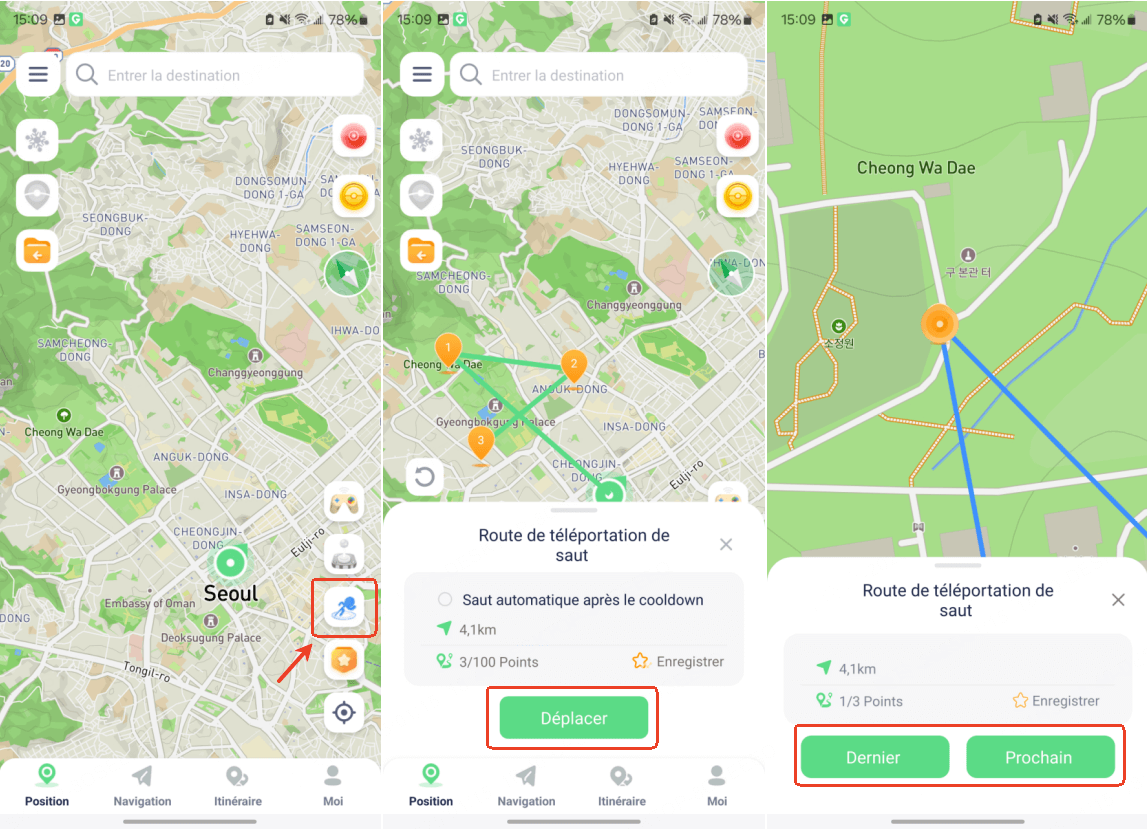 Itinéraire de téléportation par saut 1